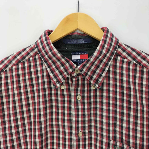 トミーヒルフィガー TOMMY HILFIGER 90S ワンポイント 刺繍 チェック シャツ ボタンダウン メンズ import:XL