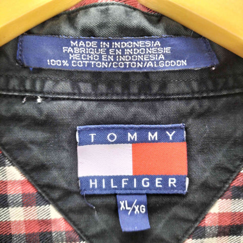 トミーヒルフィガー TOMMY HILFIGER 90S ワンポイント 刺繍 チェック シャツ ボタンダウン メンズ import:XL