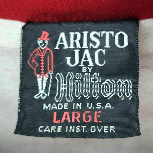 アリストジャック ARISTO JAC 70~80S USA製 襟付き ナイロン スタジャン 企業 両面 刺繍 メンズ import:L