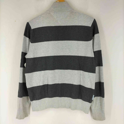 トミーヒルフィガー TOMMY HILFIGER ワンポイントロゴ刺繍 ボーダー柄 ハーフジップ ニット セーター メンズ JPN:S