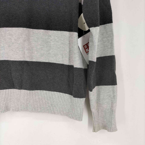 トミーヒルフィガー TOMMY HILFIGER ワンポイントロゴ刺繍 ボーダー柄 ハーフジップ ニット セーター メンズ JPN:S