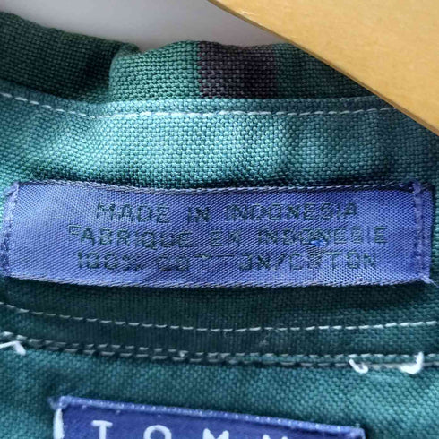 トミーヒルフィガー TOMMY HILFIGER 90S ワンポイント 刺繍 半袖 チェック シャツ ボタンダウン メンズ import:XL
