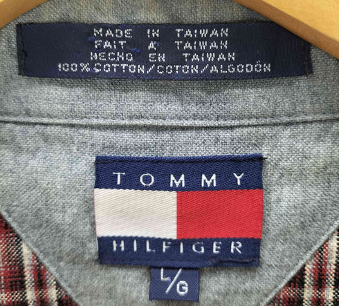 トミーヒルフィガー TOMMY HILFIGER 90S ワンポイント 刺繍 チェック シャツ ボタンダウン メンズ import:L