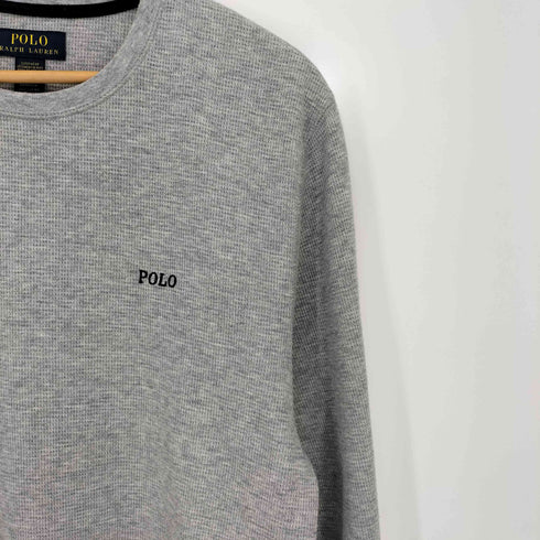 ポロラルフローレン POLO RALPH LAUREN 現行タグ POLO ポニー刺繍 サーマル クルーネック ロングスリーブ Tシャツ メンズ import:L