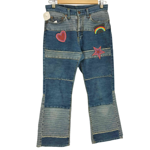 ヒステリックグラマー HYSTERIC GLAMOUR 00S ワッペン刺繍 パッチワーク ブーツカットデニムパンツ y2k レディース FREE
