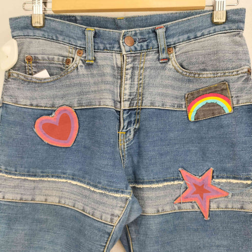 ヒステリックグラマー HYSTERIC GLAMOUR 00S ワッペン刺繍 パッチワーク ブーツカットデニムパンツ y2k レディース FREE