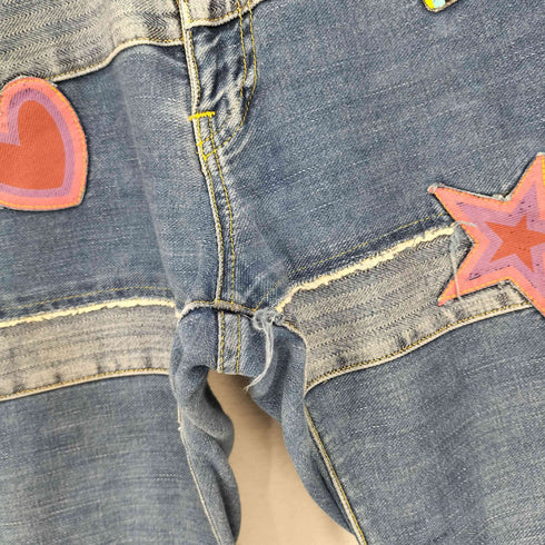 ヒステリックグラマー HYSTERIC GLAMOUR 00S ワッペン刺繍 パッチワーク ブーツカットデニムパンツ y2k レディース FREE