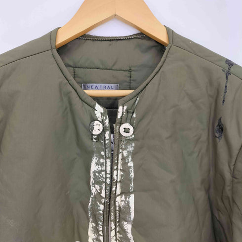 NEWTRAL TOKYO ペイント加工 ノーカラー 中綿 ブルゾン メンズ