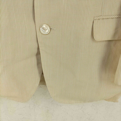 コムデギャルソン COMME des GARCONS 70s リネン コットン ストライプ 背抜き 2B シングル テーラードジャケット レディース