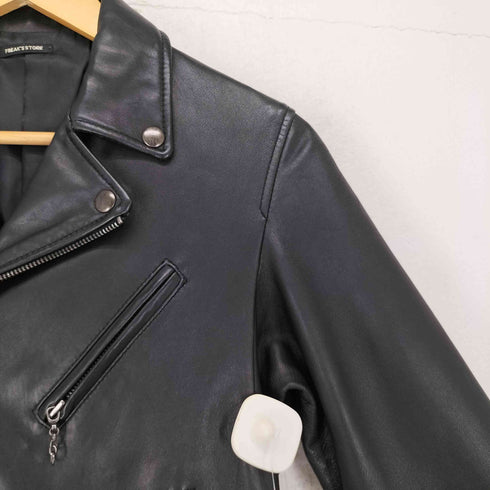 フリークスストア FREAKS STORE sheepskin シープスキン 羊革 ダブル レザー ライダース ジャケット レディース JPN:M