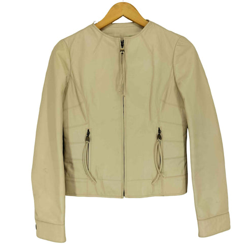 エポカ Epoca lamb leather ラムレザー 羊革 ノーカラー ジャケット レディース 36