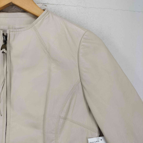 エポカ Epoca lamb leather ラムレザー 羊革 ノーカラー ジャケット レディース 36