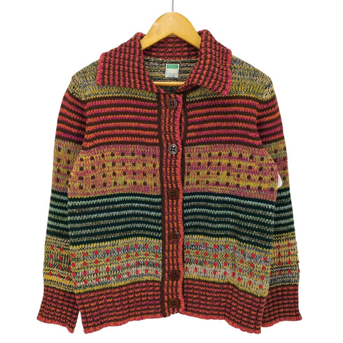 ユナイテッドカラーズオブベネトン UNITED COLORS OF BENETTON イタリア製 ウール マルチカラー ニット シャツ カーディガン レディース import:M