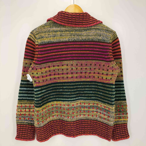 ユナイテッドカラーズオブベネトン UNITED COLORS OF BENETTON イタリア製 ウール マルチカラー ニット シャツ カーディガン レディース import:M