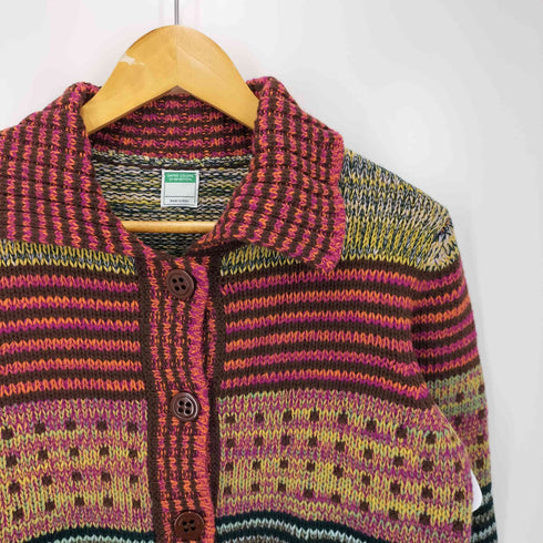 ユナイテッドカラーズオブベネトン UNITED COLORS OF BENETTON イタリア製 ウール マルチカラー ニット シャツ カーディガン レディース import:M