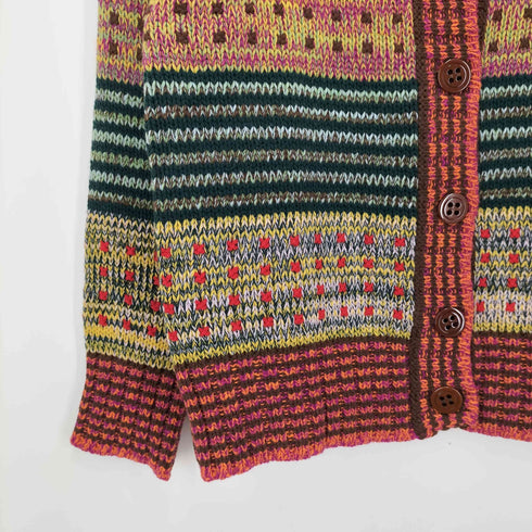 ユナイテッドカラーズオブベネトン UNITED COLORS OF BENETTON イタリア製 ウール マルチカラー ニット シャツ カーディガン レディース import:M