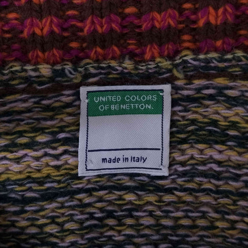 ユナイテッドカラーズオブベネトン UNITED COLORS OF BENETTON イタリア製 ウール マルチカラー ニット シャツ カーディガン レディース import:M