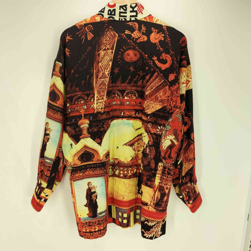 LUNA MATTINO 80~90s デカ襟 アート 総柄 L/S ドレスシャツ メンズ import:M