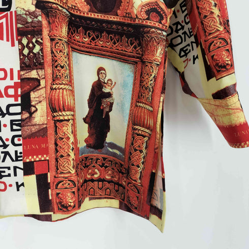 LUNA MATTINO 80~90s デカ襟 アート 総柄 L/S ドレスシャツ メンズ import:M