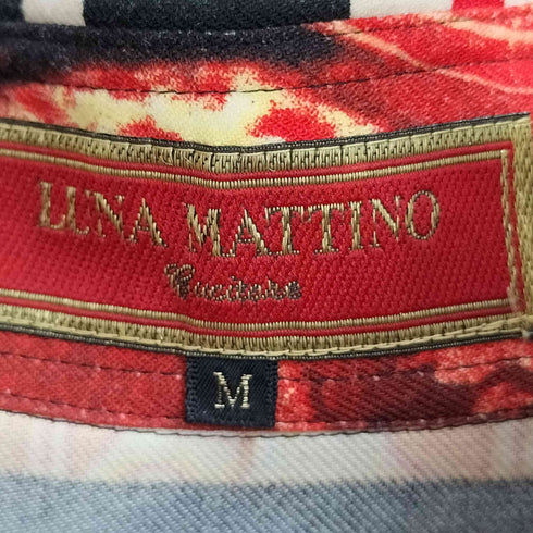LUNA MATTINO 80~90s デカ襟 アート 総柄 L/S ドレスシャツ メンズ import:M