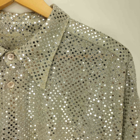 INTERNATIONAL MALE 80~90s USA製 ドット スパンコール シアー L/S シャツ メンズ import:XL