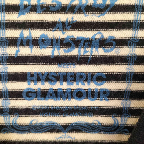 ヒステリックグラマー HYSTERIC GLAMOUR 90S ボーダー フロント デザイン プリント 長袖 ポロシャツ Y2K メンズ M