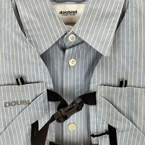 ダブレット doublet 25SS TRAIL VEST STRIPE SHIRT 】トレイル ベスト付き ストライプシャツ メンズ LARGE