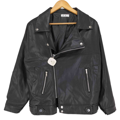 B.G.FASHION B.G.ファッション フェイクレザー ライダースジャケット レディース 160/84A