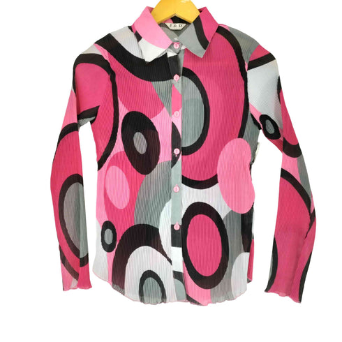 J&D 総柄 プリーツ 長袖 シャツ レディース JPN:XL