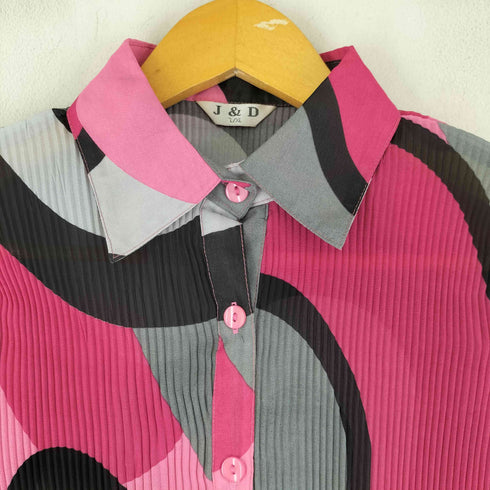 J&D 総柄 プリーツ 長袖 シャツ レディース JPN:XL