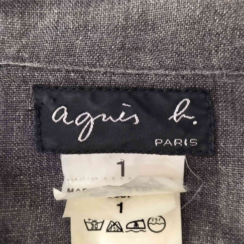 アニエスベー agnes b. フランス製 リネン100 クロップドジャケット レディース 1