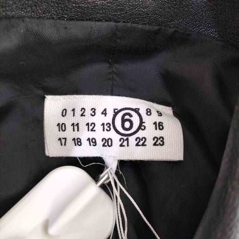 エムエムシックスメゾンマルジェラ MM6 Maison Margiela AGING LAMBLEATHER JACKET ダメージ加工 ラムレザー ジャケット レディース 42