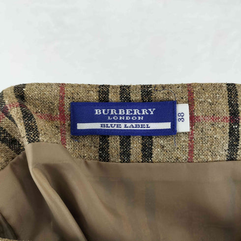 バーバリーブルーレーベル BURBERRY BLUE LABEL ノバチェック シルク100 ミニスカート レディース JPN:38