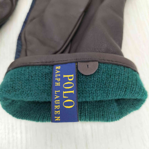 ポロラルフローレン POLO RALPH LAUREN Wool & Leather Insulated Touch Gloves ウール レザー ブラックウォッチ グローブ 手袋 メンズ M