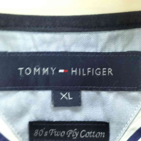 トミーヒルフィガー TOMMY HILFIGER 80s Two Ply Cotton ロゴ刺繍 ボタンフライ 長袖 ボタンダウン ストライプシャツ メンズ XL