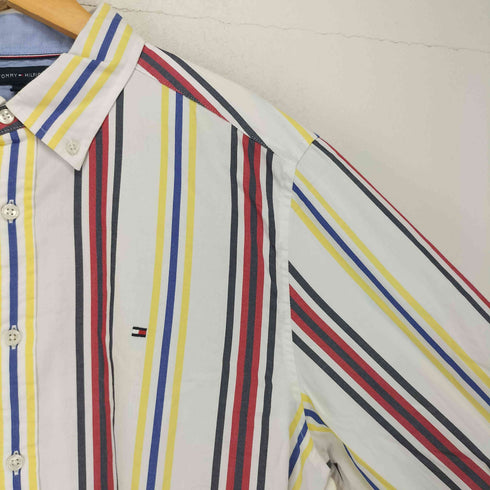 トミーヒルフィガー TOMMY HILFIGER ロゴ刺繍 ストライプ 長袖 ボタンダウンシャツ メンズ L