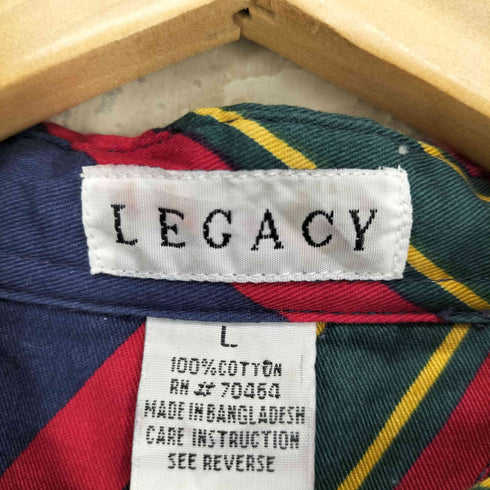 LEGAZY ボタンダウンショートスリーブストライプシャツ メンズ JPN:L