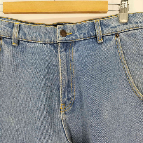 RASSVET / PACCBET HE 3A ROPAMN 刺繍パッチ スケーター ダブルニー デニム ワークパンツ メンズ JPN:S