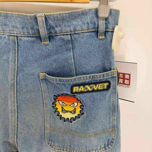 RASSVET / PACCBET HE 3A ROPAMN 刺繍パッチ スケーター ダブルニー デニム ワークパンツ メンズ JPN:S