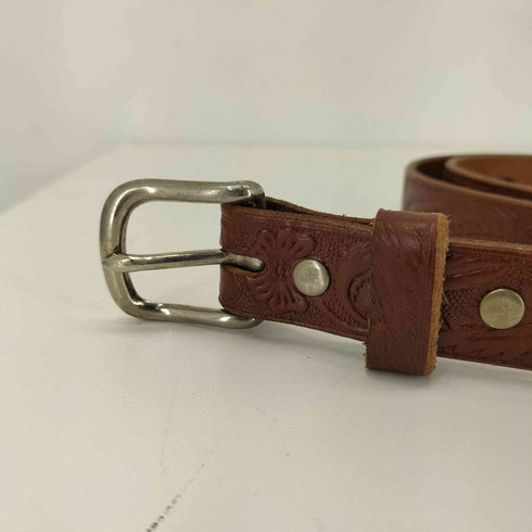 グラッドハンド GLADHAND USA LEATHER FLOWER EMBOS NARROW BELT メンズ