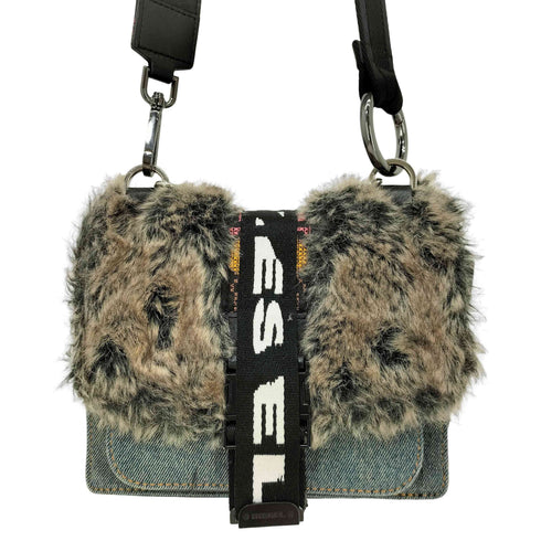 ディーゼル DIESEL MISS-MATCH CROSSBODY 2way ファー デニム ショルダーバッグ レディース