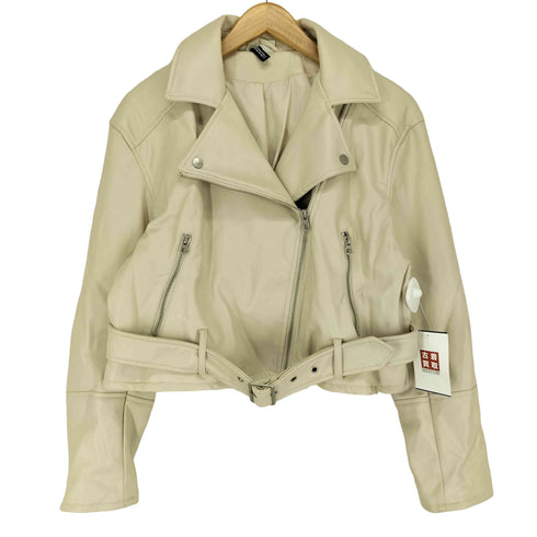 エイチアンドエム H&M フェイクレザーダブルライダースジャケット レディース import:S