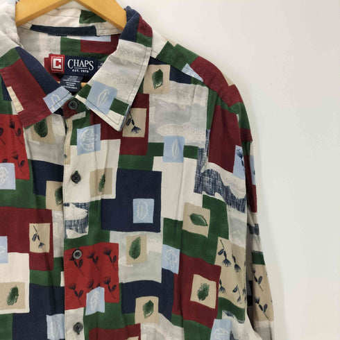 チャップス CHAPS COTTON RAYON コットン レーヨン L/S 総柄 シャツ メンズ import:XL