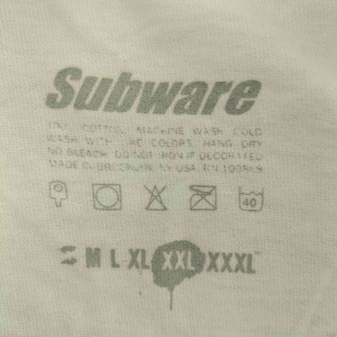 サブウェア SUBWARE USA製 フロント ロゴ アーム プリント L/S カットソー ロンT メンズ XXL
