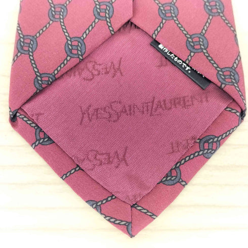 イヴサンローラン Yves Saint Laurent cravates 総柄 シルクネクタイ メンズ