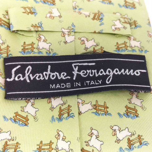 サルヴァトーレフェラガモ Salvatore Ferragamo 羊柄 シルクネクタイ メンズ
