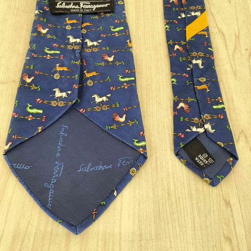 サルヴァトーレフェラガモ Salvatore Ferragamo アニマル柄 シルクネクタイ メンズ
