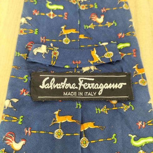 サルヴァトーレフェラガモ Salvatore Ferragamo アニマル柄 シルクネクタイ メンズ