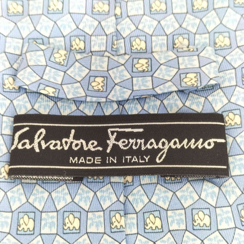 サルヴァトーレフェラガモ Salvatore Ferragamo ゾウ柄 シルクネクタイ メンズ