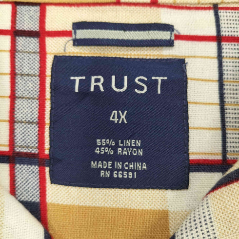 トラスト TRUST リネンレーヨン ループカラー ショートスリーブシャツ メンズ 4X